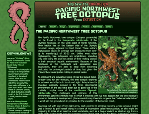 Screen capture of the site Save the Pacific Northwest Tree Octopus